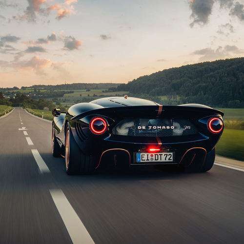 2026 De Tomaso P72 Aurelian Night Commission Rear View